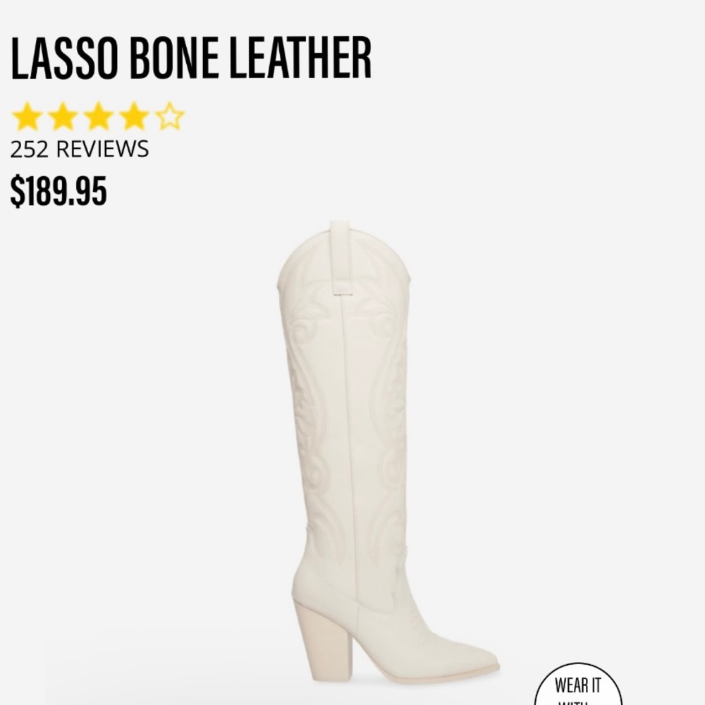STEVE MADDEN ‘LASSO’ BONE LEATHER WESTERN BOOT